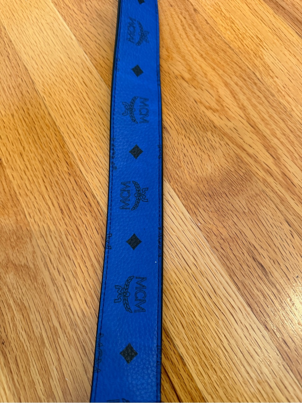 MCM Black Leather Belt with Silver 'M' Buckle - Picture 2 of 2
